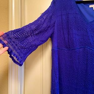 Stretch lace sheath dress, royal blue.